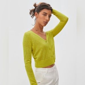 Everlane Featherweight Alpaca Cardigan - Lime Green